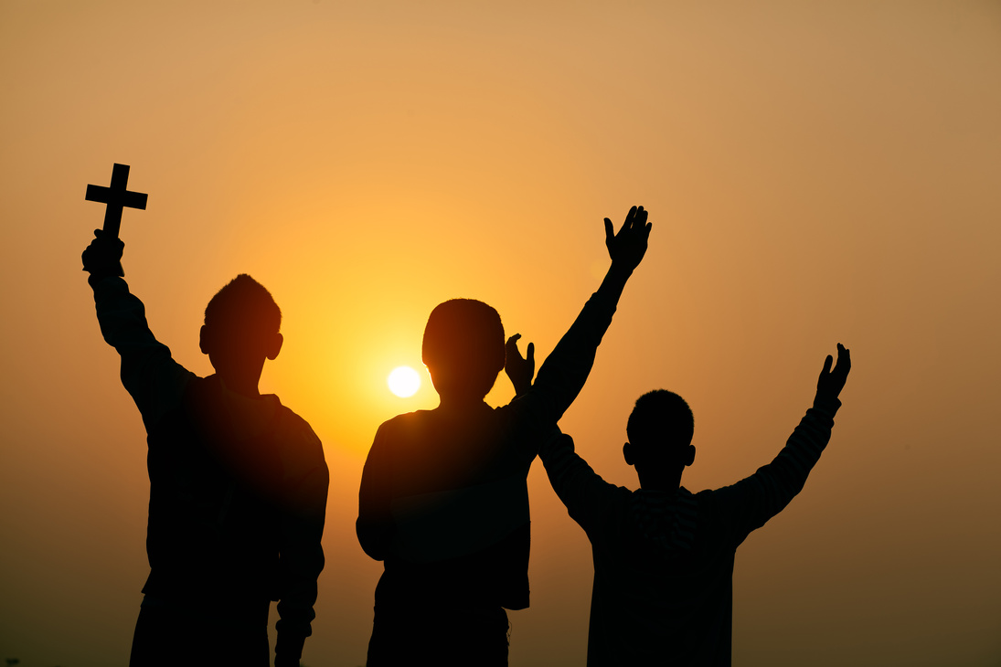 Silhouette of a Young Christian Group